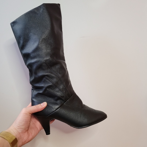 Kinney, Black leather heeled boots - Picture 8 of 16